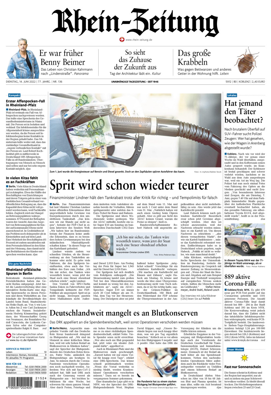Rhein-Zeitung Koblenz & Region vom Dienstag, 14.06.2022