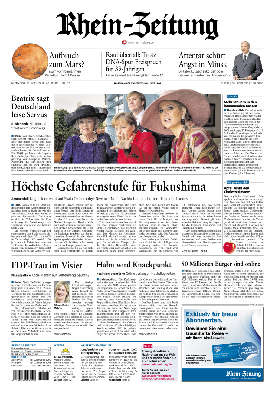 Rhein-Zeitung Koblenz & Region vom Mittwoch, 13.04.2011