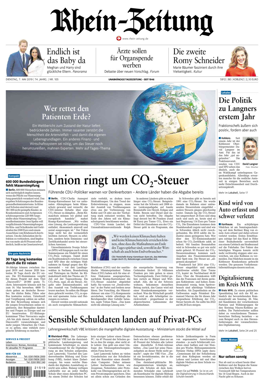 Rhein-Zeitung Koblenz & Region vom Dienstag, 07.05.2019