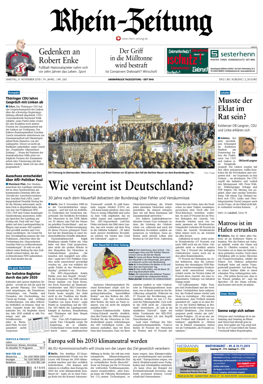Rhein-Zeitung Koblenz & Region vom Samstag, 09.11.2019