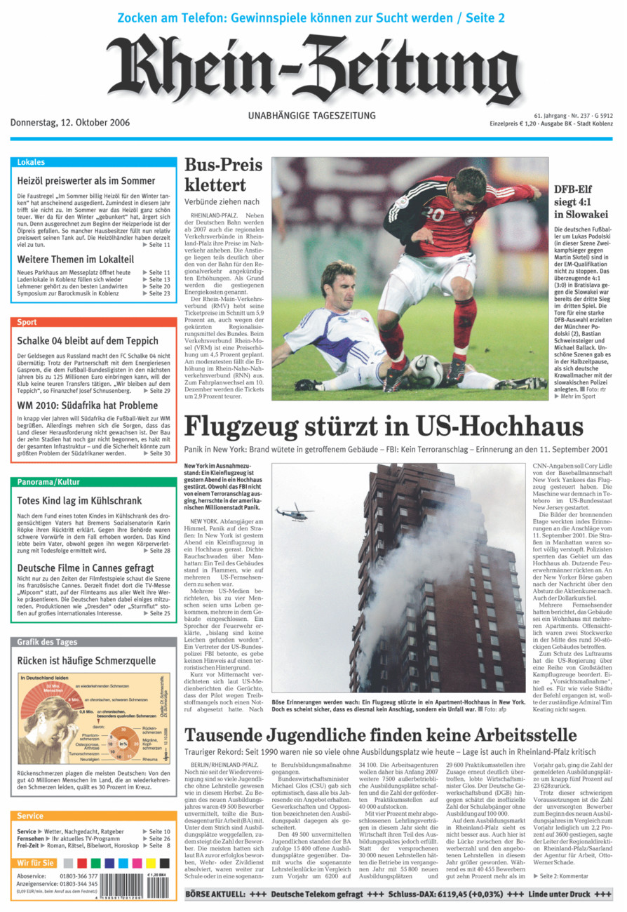 Rhein-Zeitung Koblenz & Region vom Donnerstag, 12.10.2006