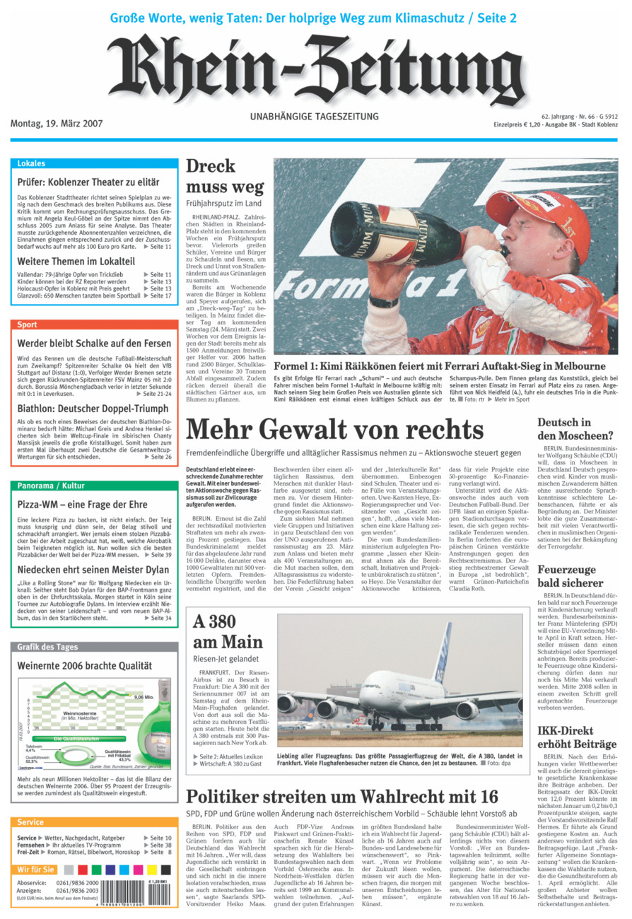 Rhein-Zeitung Koblenz & Region vom Montag, 19.03.2007
