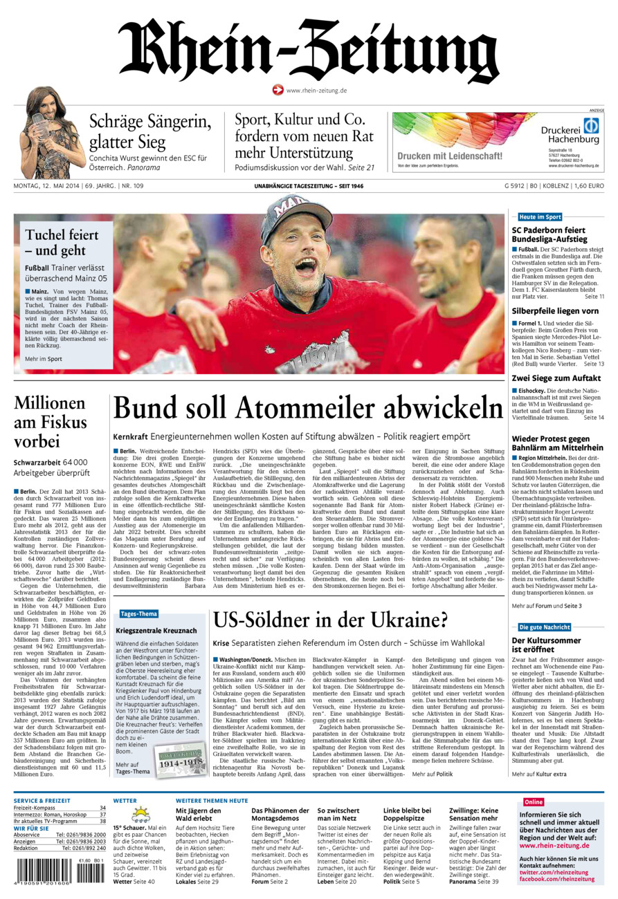 Rhein-Zeitung Koblenz & Region vom Montag, 12.05.2014