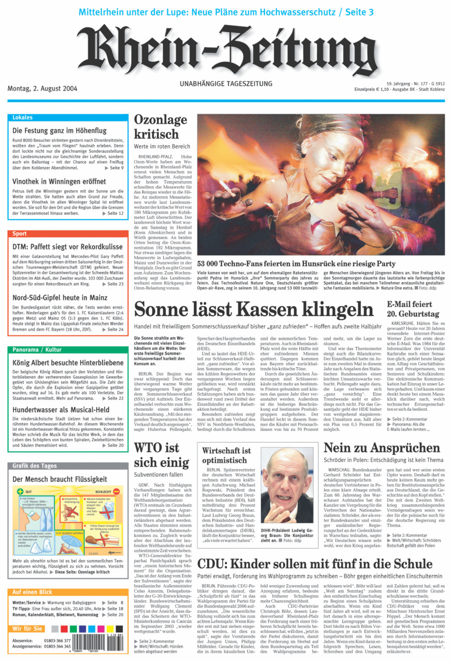 Rhein-Zeitung Koblenz & Region vom Montag, 02.08.2004