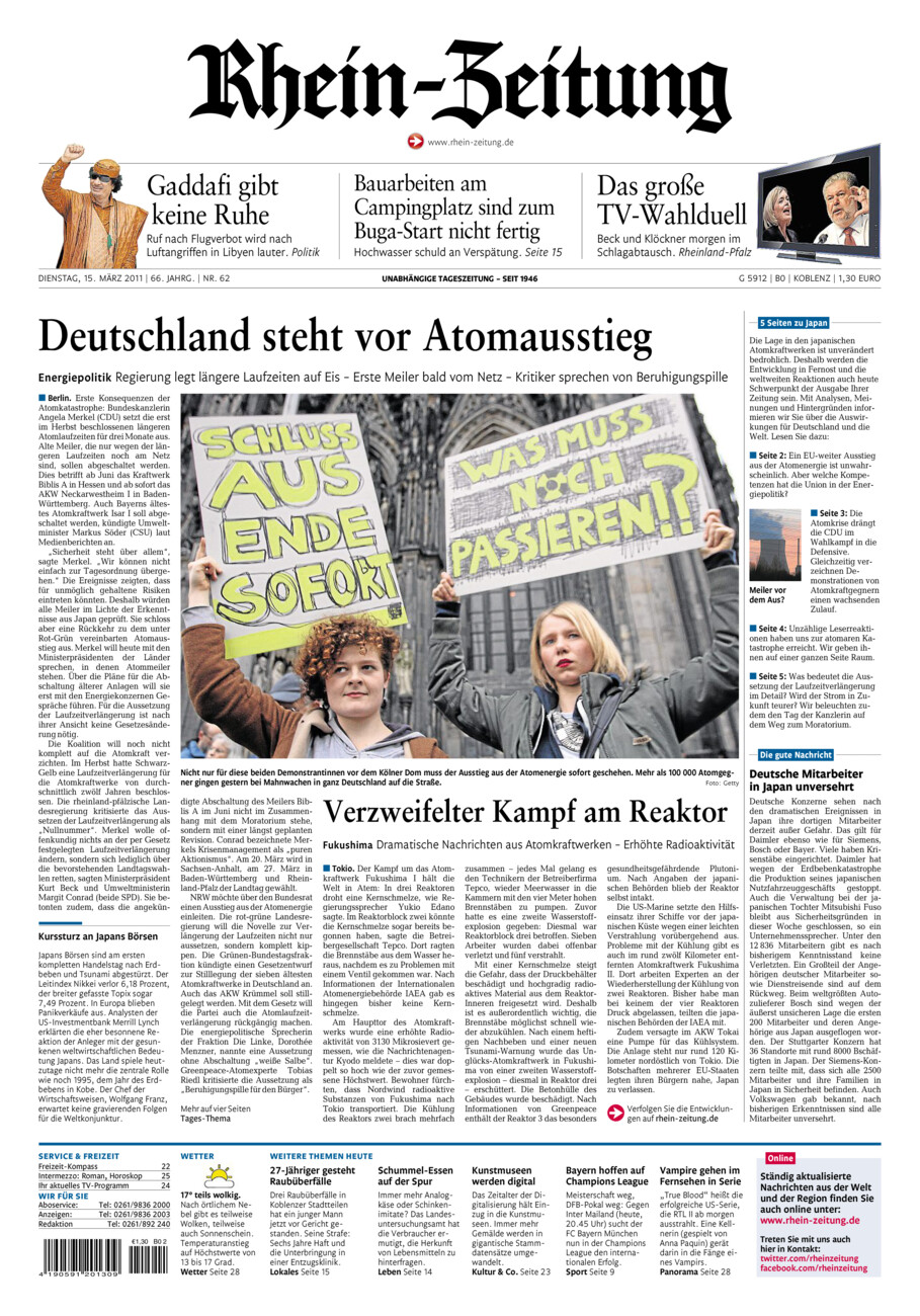 Rhein-Zeitung Koblenz & Region vom Dienstag, 15.03.2011