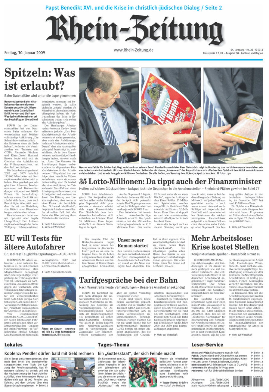 Rhein-Zeitung Koblenz & Region vom Freitag, 30.01.2009