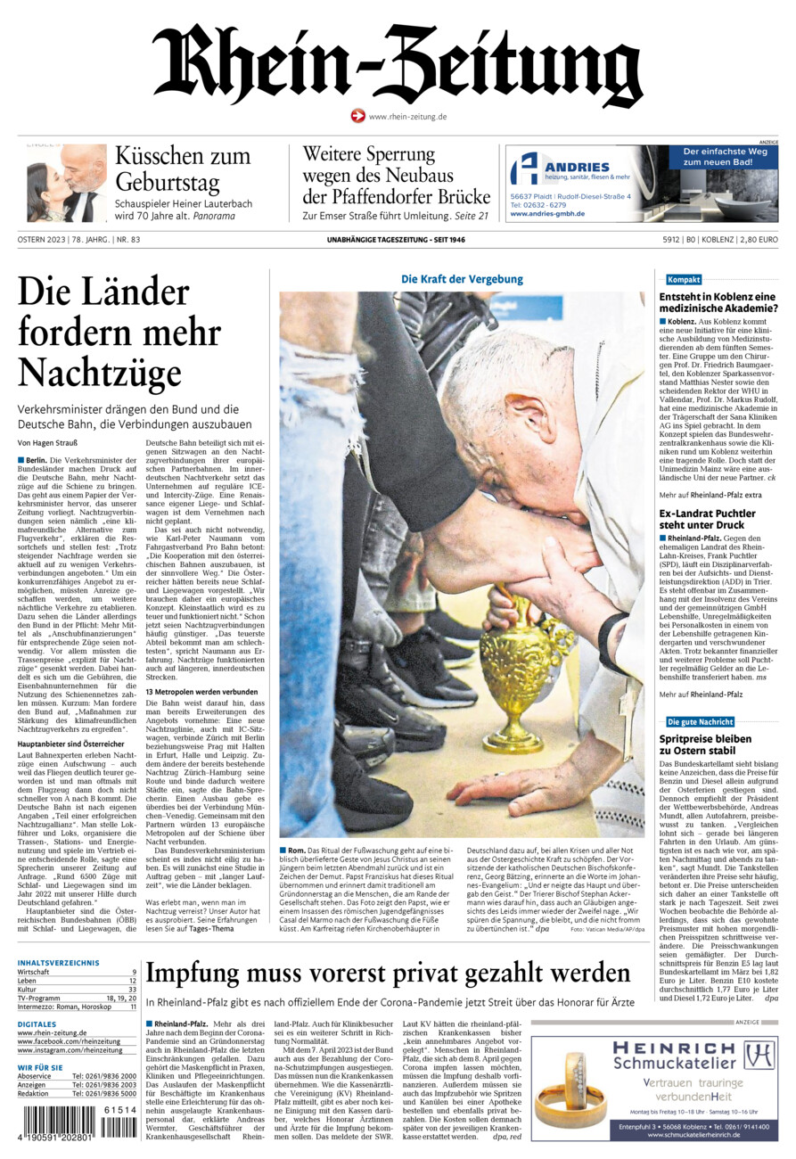 Rhein-Zeitung Koblenz & Region vom Samstag, 08.04.2023