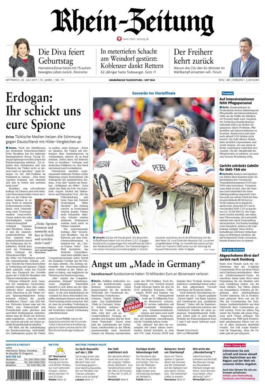 Rhein-Zeitung Koblenz & Region vom Mittwoch, 26.07.2017