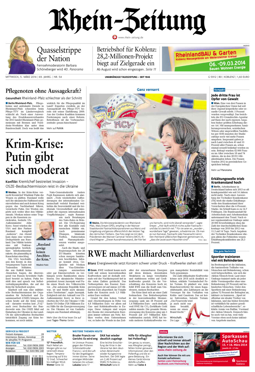 Rhein-Zeitung Koblenz & Region vom Mittwoch, 05.03.2014