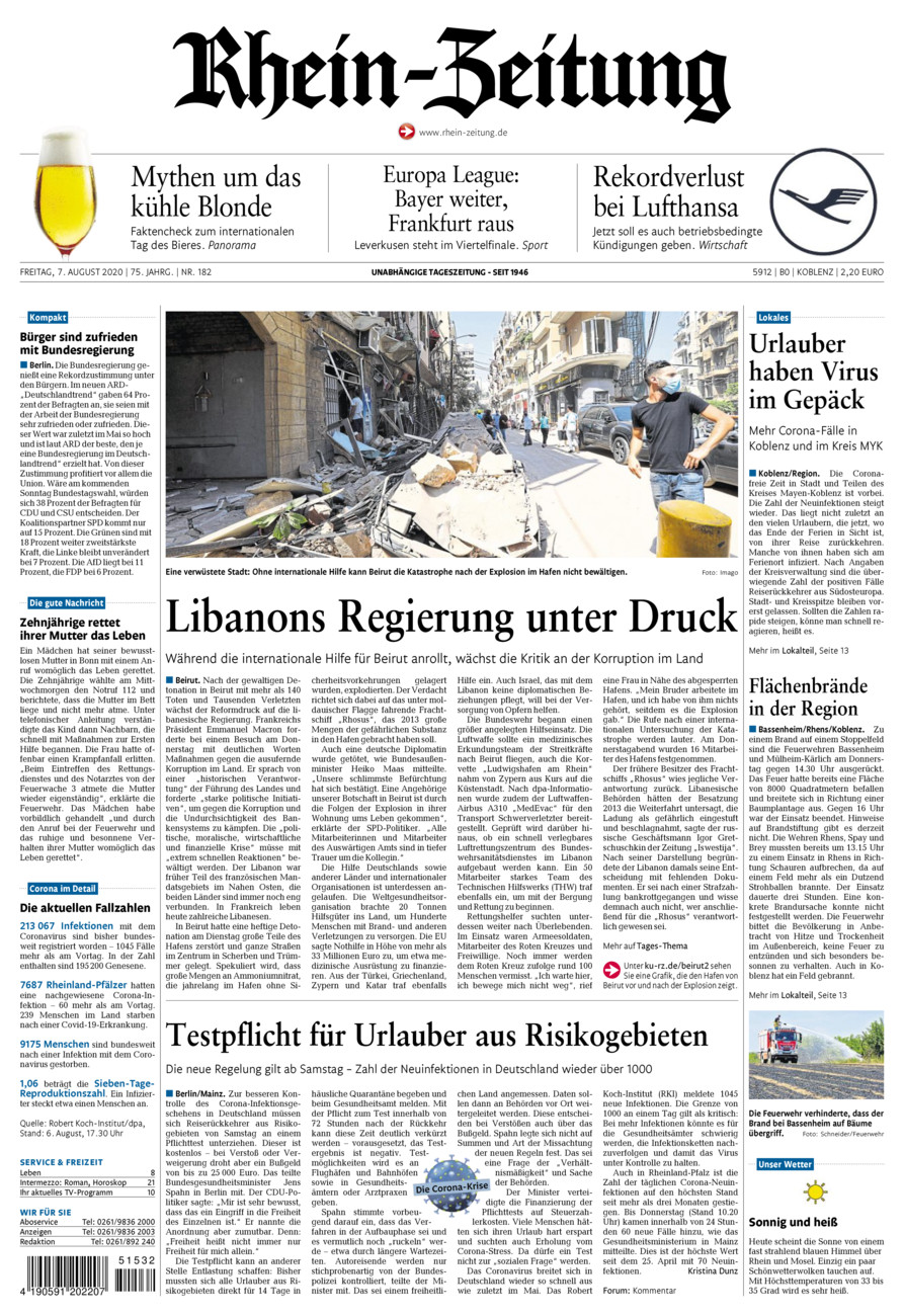 Rhein-Zeitung Koblenz & Region vom Freitag, 07.08.2020