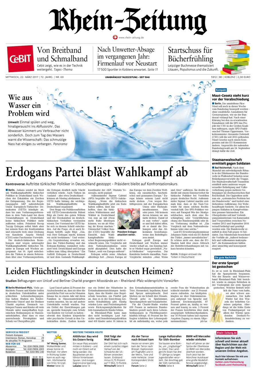 Rhein-Zeitung Koblenz & Region vom Mittwoch, 22.03.2017