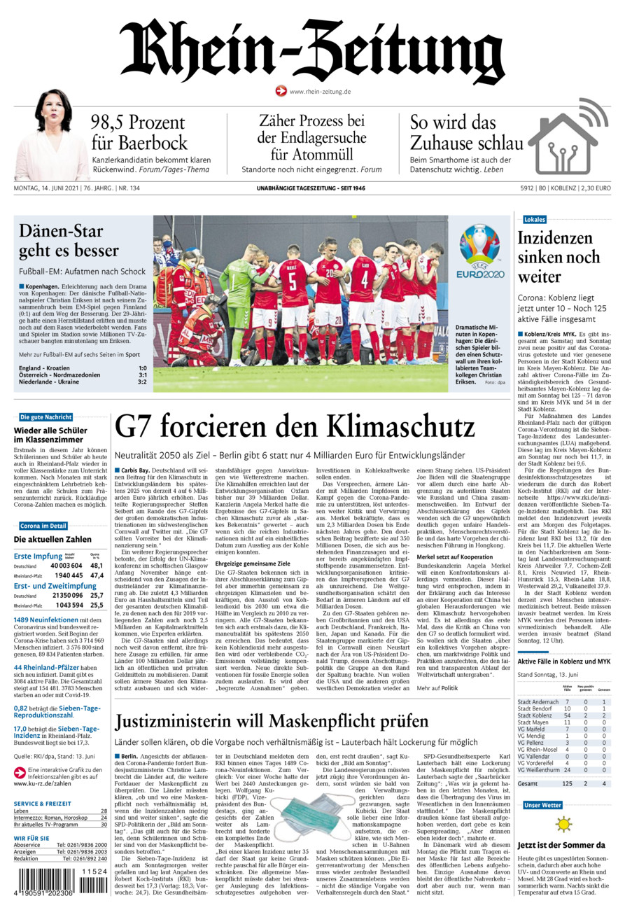 Rhein-Zeitung Koblenz & Region vom Montag, 14.06.2021