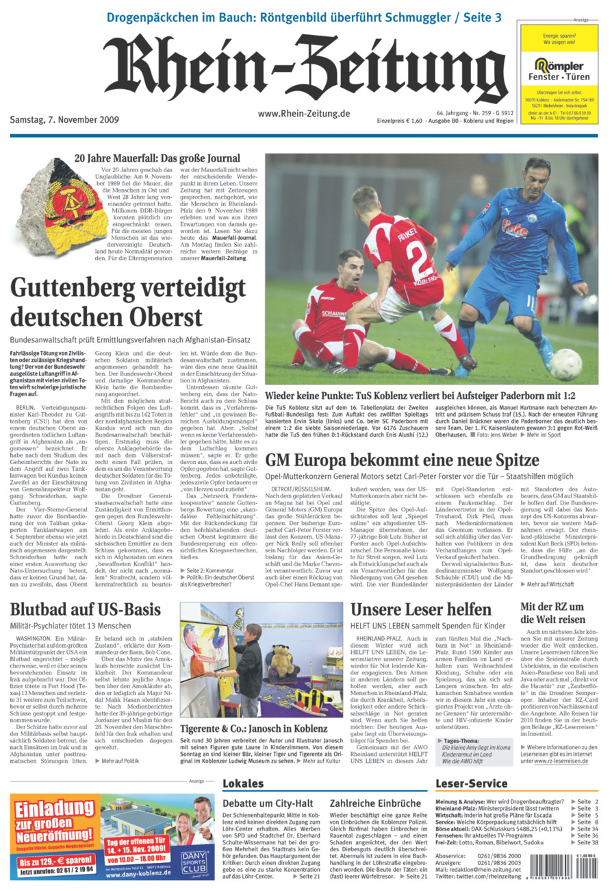 Rhein-Zeitung Koblenz & Region vom Samstag, 07.11.2009