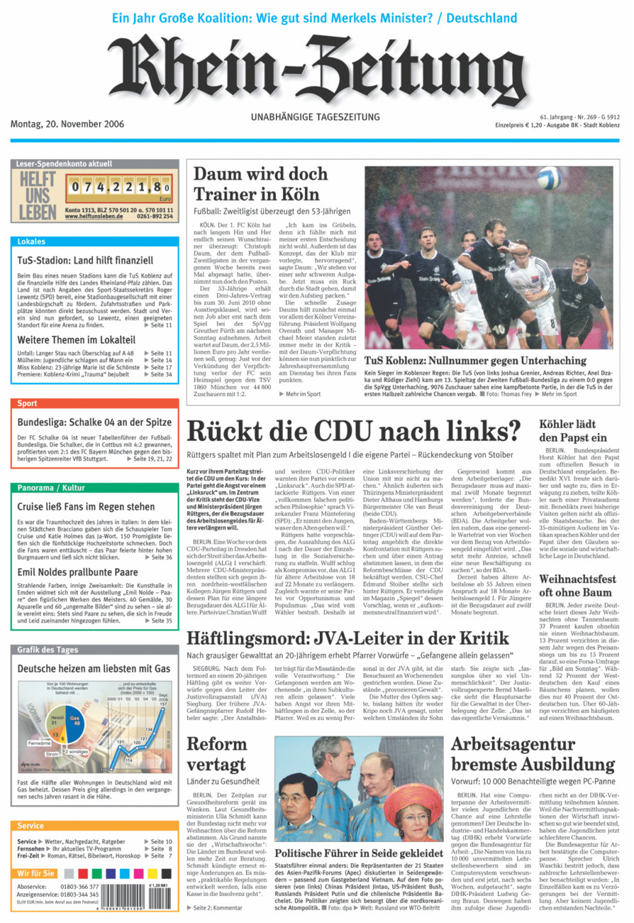Rhein-Zeitung Koblenz & Region vom Montag, 20.11.2006