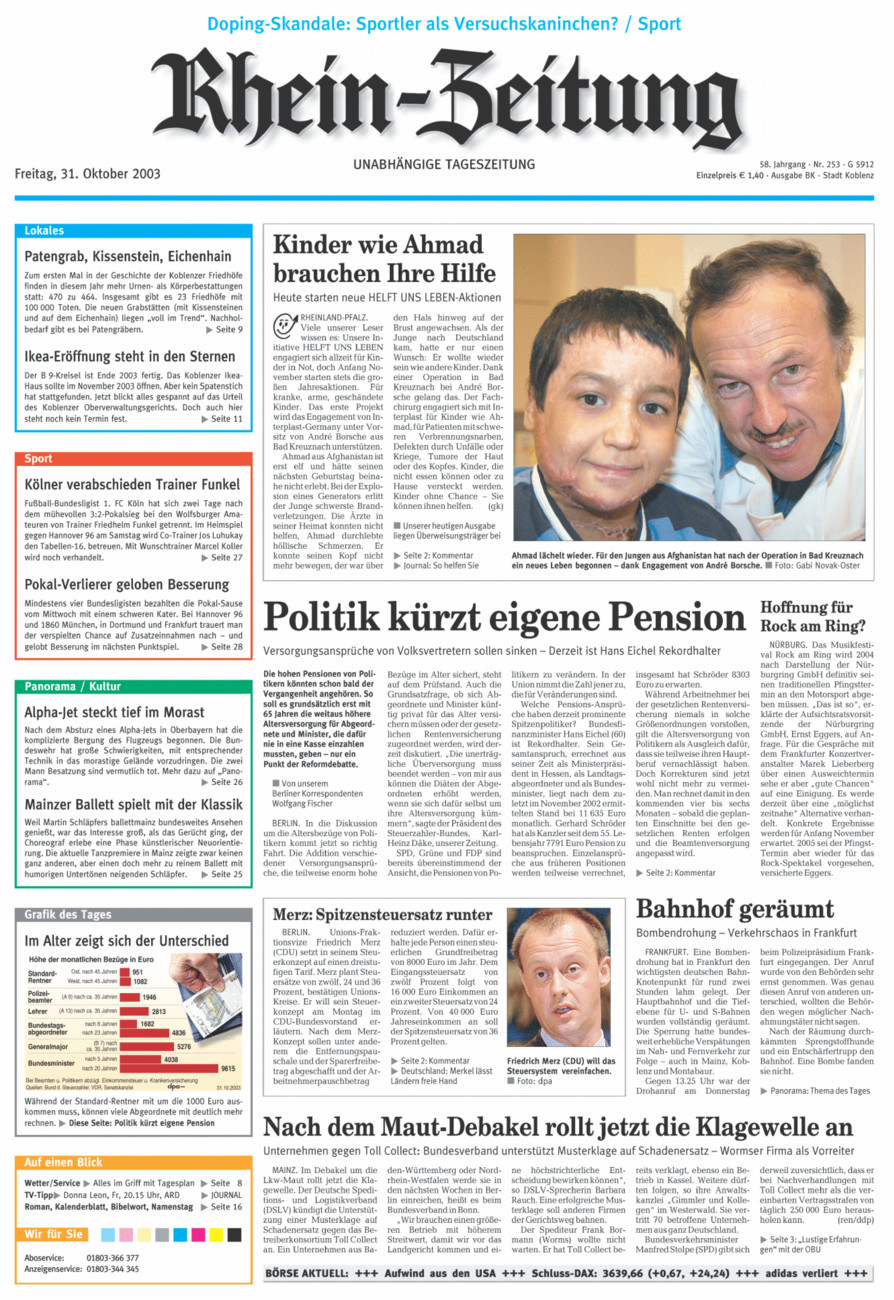 Rhein-Zeitung Koblenz & Region vom Freitag, 31.10.2003