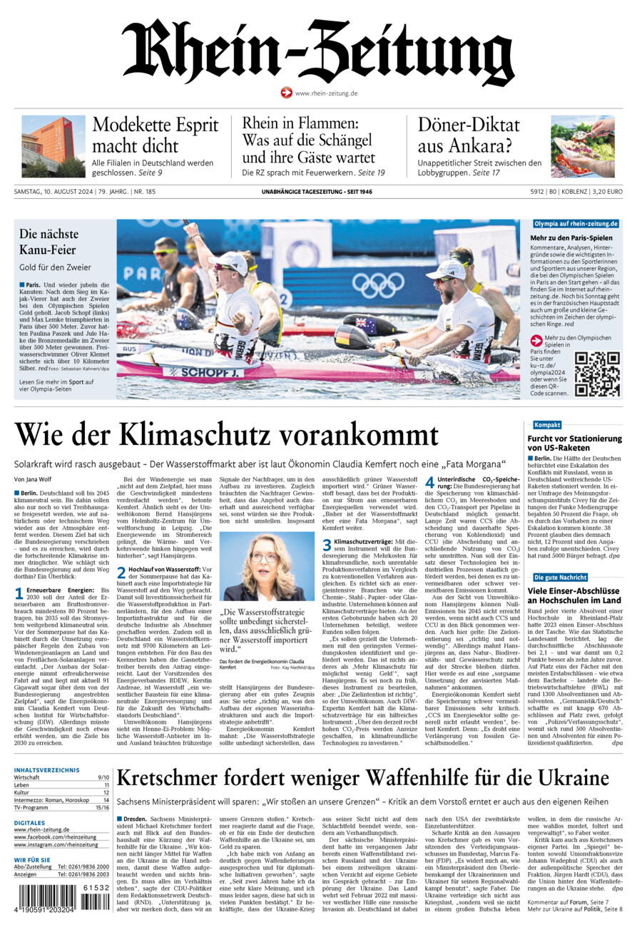 Rhein-Zeitung Koblenz & Region vom Samstag, 10.08.2024