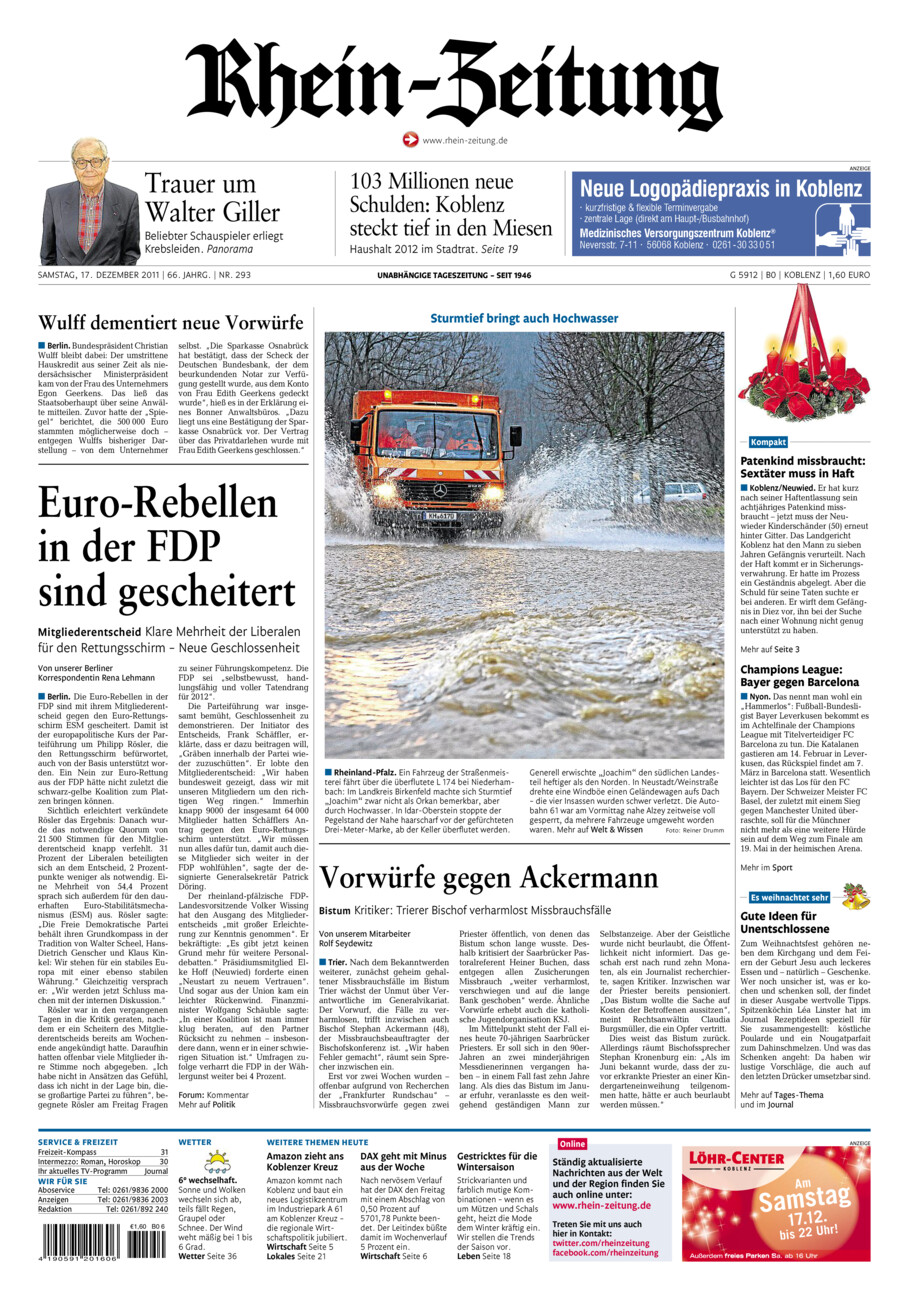 Rhein-Zeitung Koblenz & Region vom Samstag, 17.12.2011