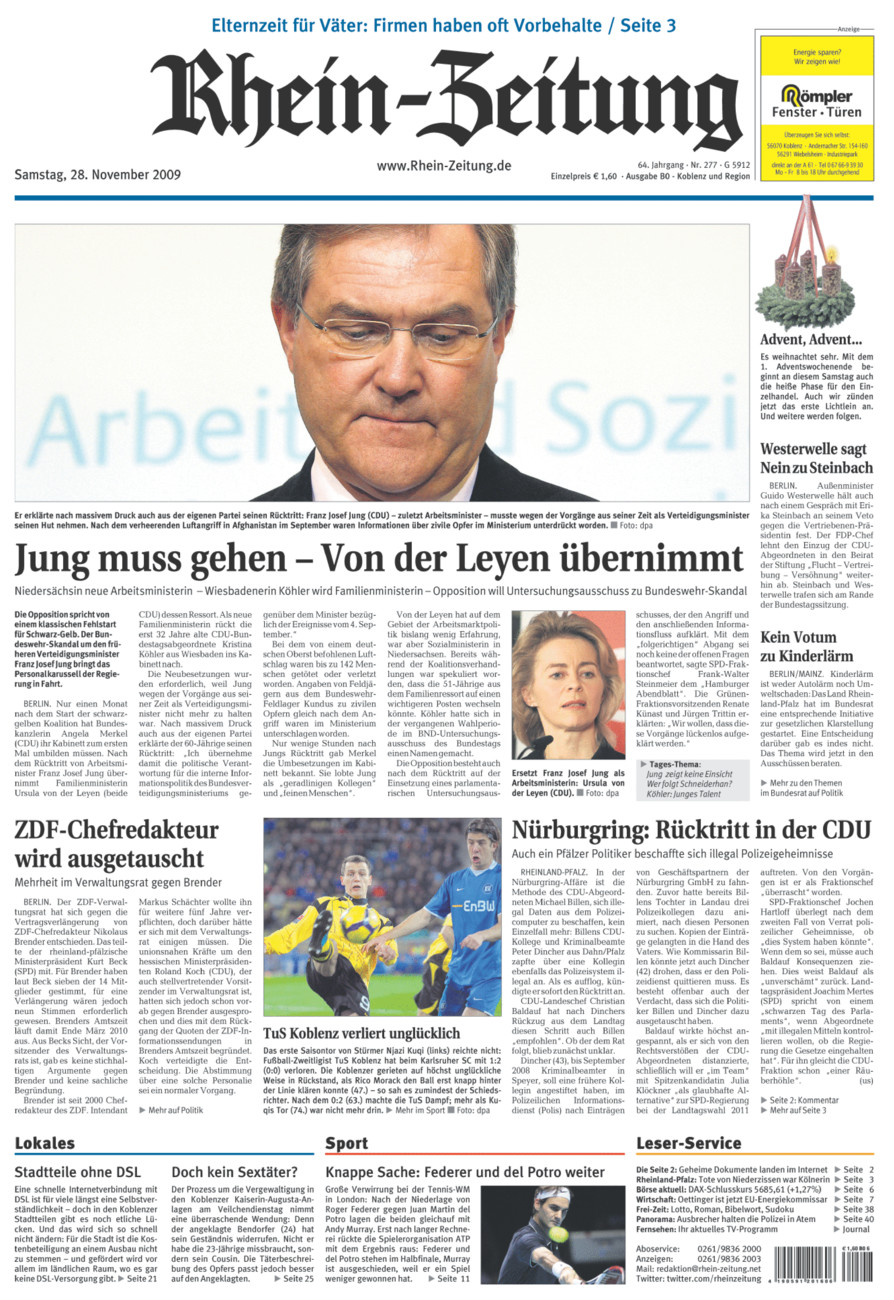 Rhein-Zeitung Koblenz & Region vom Samstag, 28.11.2009
