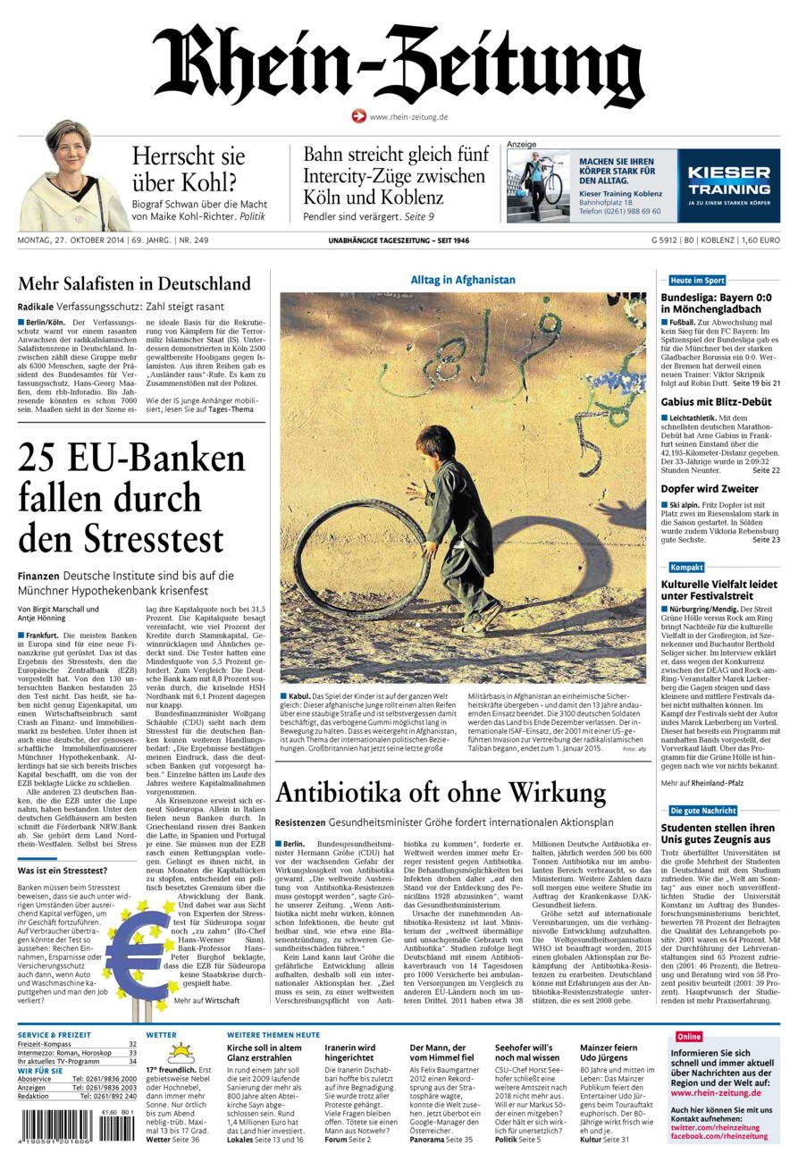 Rhein-Zeitung Koblenz & Region vom Montag, 27.10.2014