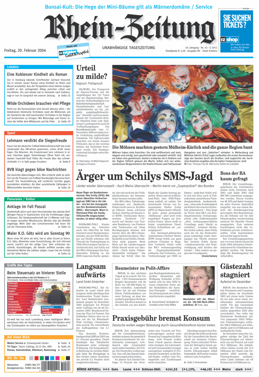 Rhein-Zeitung Koblenz & Region vom Freitag, 20.02.2004