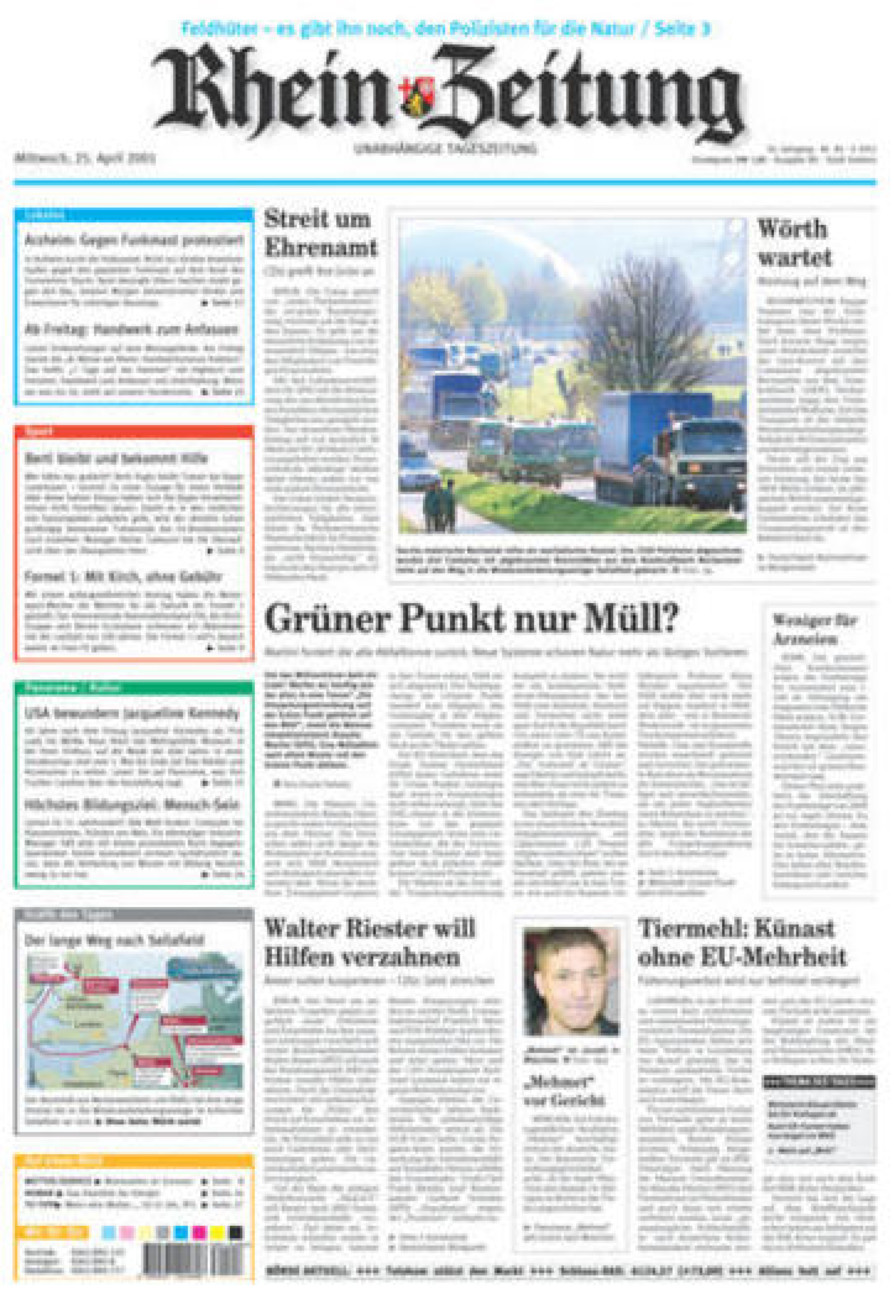 Rhein-Zeitung Koblenz & Region vom Mittwoch, 25.04.2001