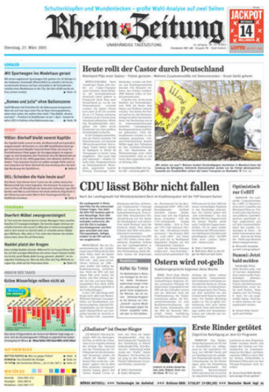 Rhein-Zeitung Koblenz & Region vom Dienstag, 27.03.2001
