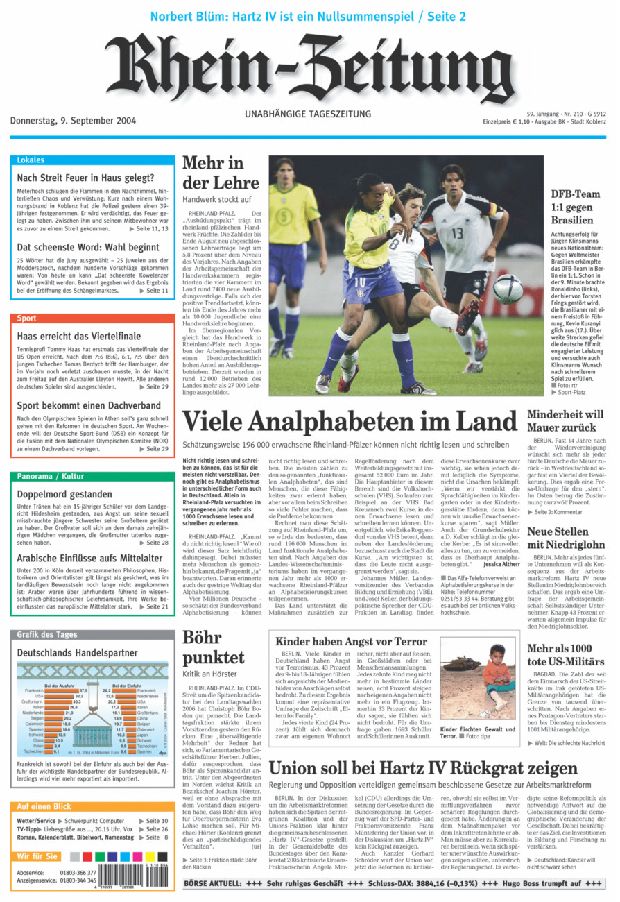 Rhein-Zeitung Koblenz & Region vom Donnerstag, 09.09.2004