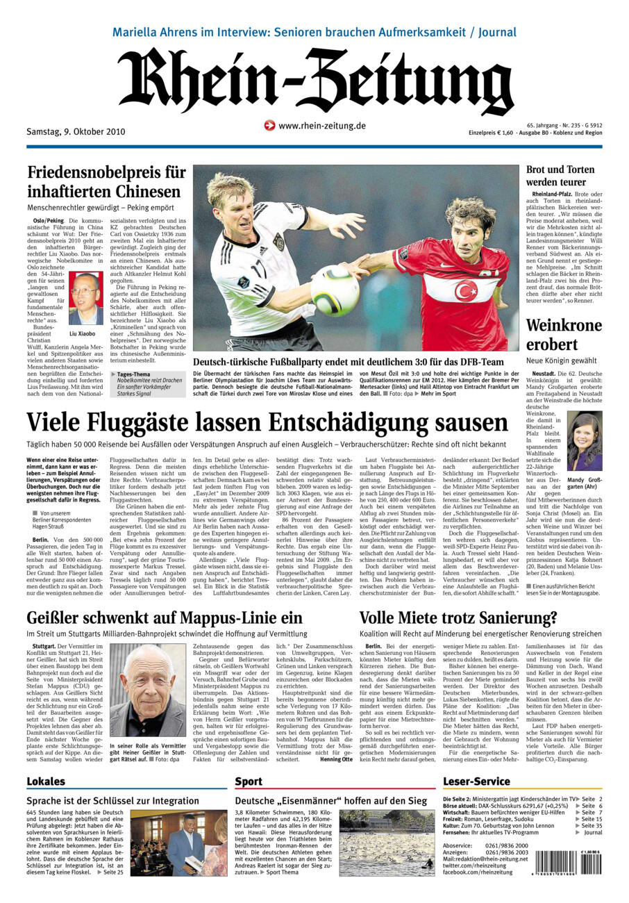 Rhein-Zeitung Koblenz & Region vom Samstag, 09.10.2010