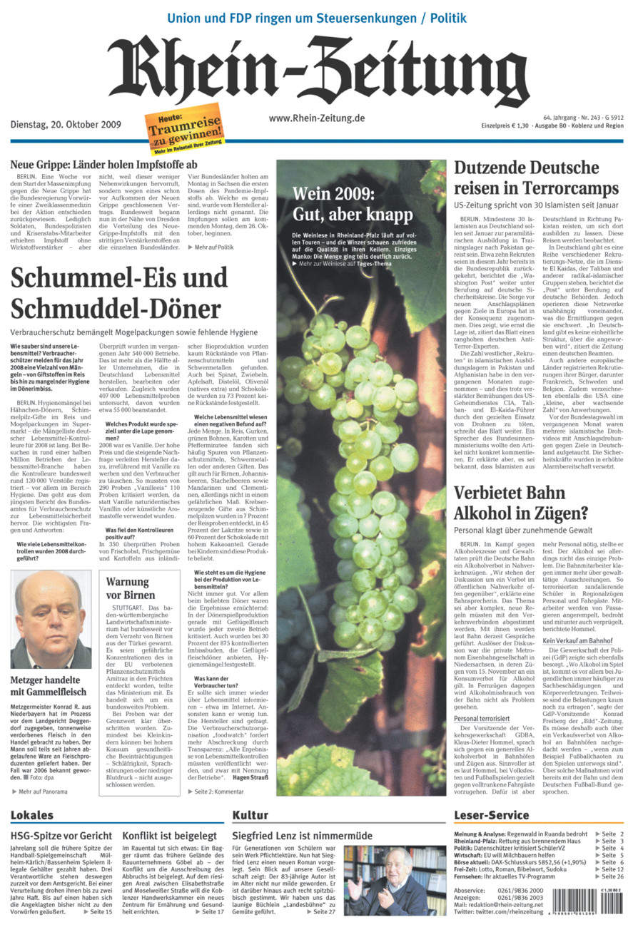 Rhein-Zeitung Koblenz & Region vom Dienstag, 20.10.2009