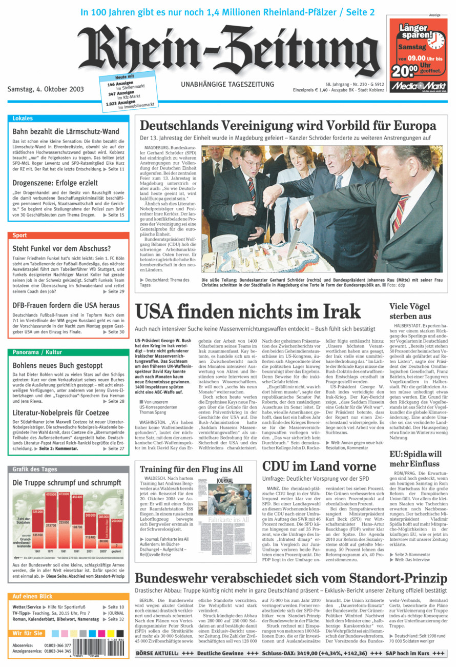 Rhein-Zeitung Koblenz & Region vom Samstag, 04.10.2003
