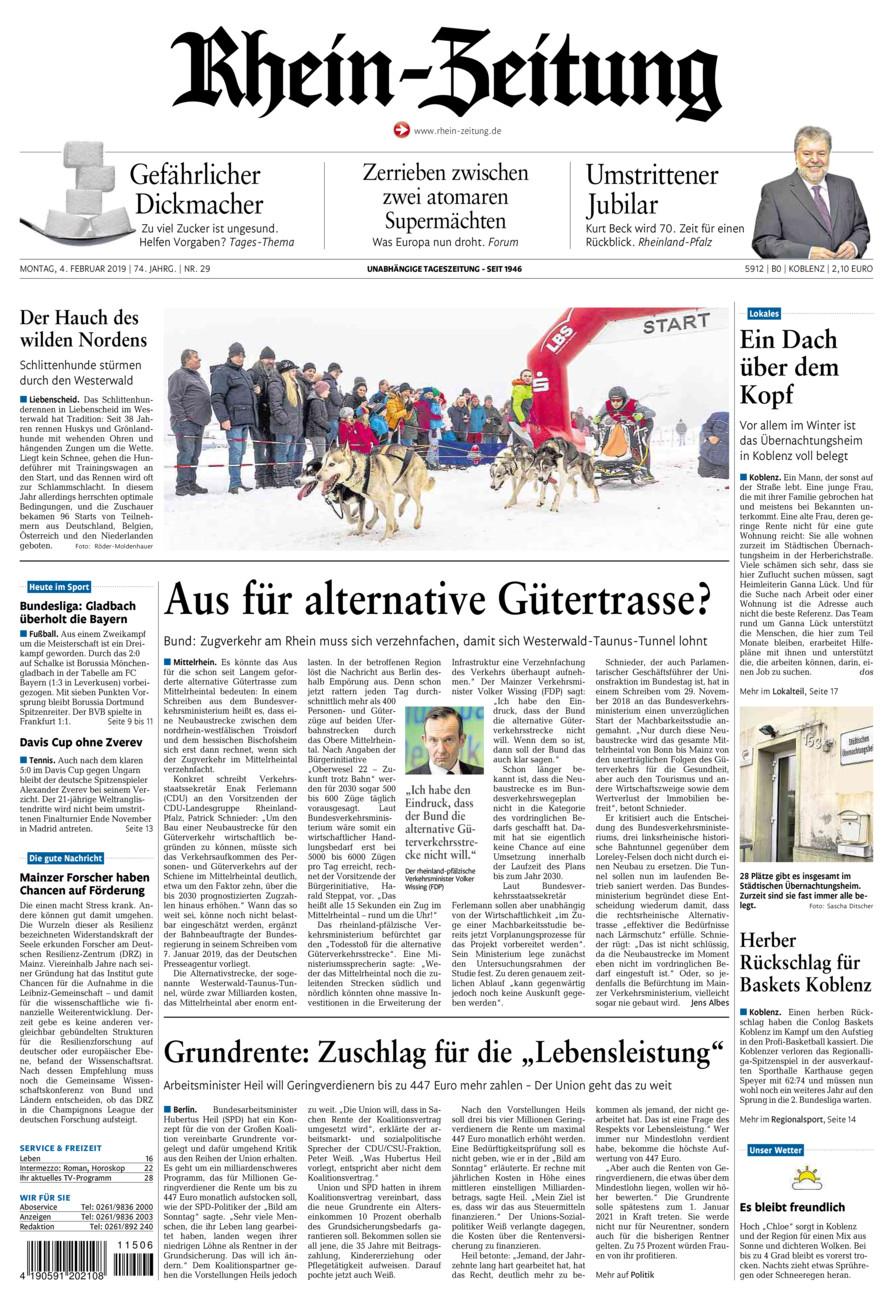 Rhein-Zeitung Koblenz & Region vom Montag, 04.02.2019