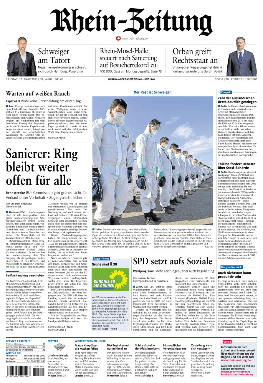 Rhein-Zeitung Koblenz & Region vom Dienstag, 12.03.2013