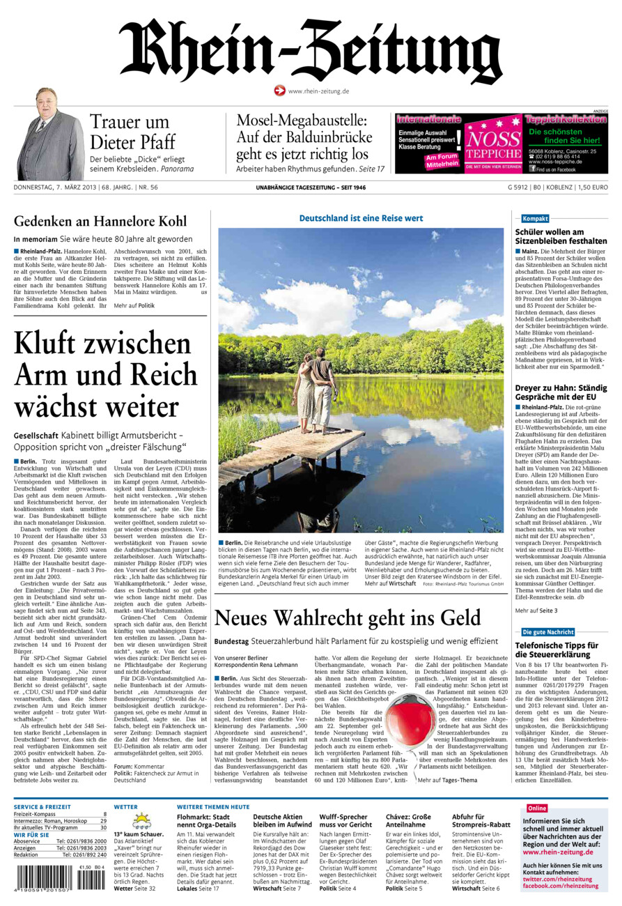 Rhein-Zeitung Koblenz & Region vom Donnerstag, 07.03.2013