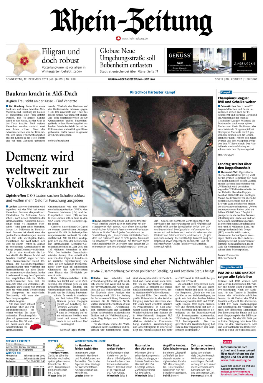 Rhein-Zeitung Koblenz & Region vom Donnerstag, 12.12.2013