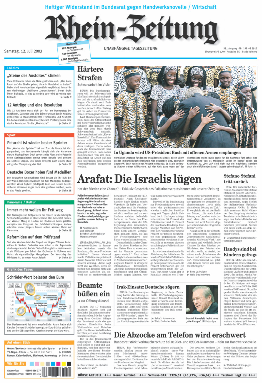 Rhein-Zeitung Koblenz & Region vom Samstag, 12.07.2003