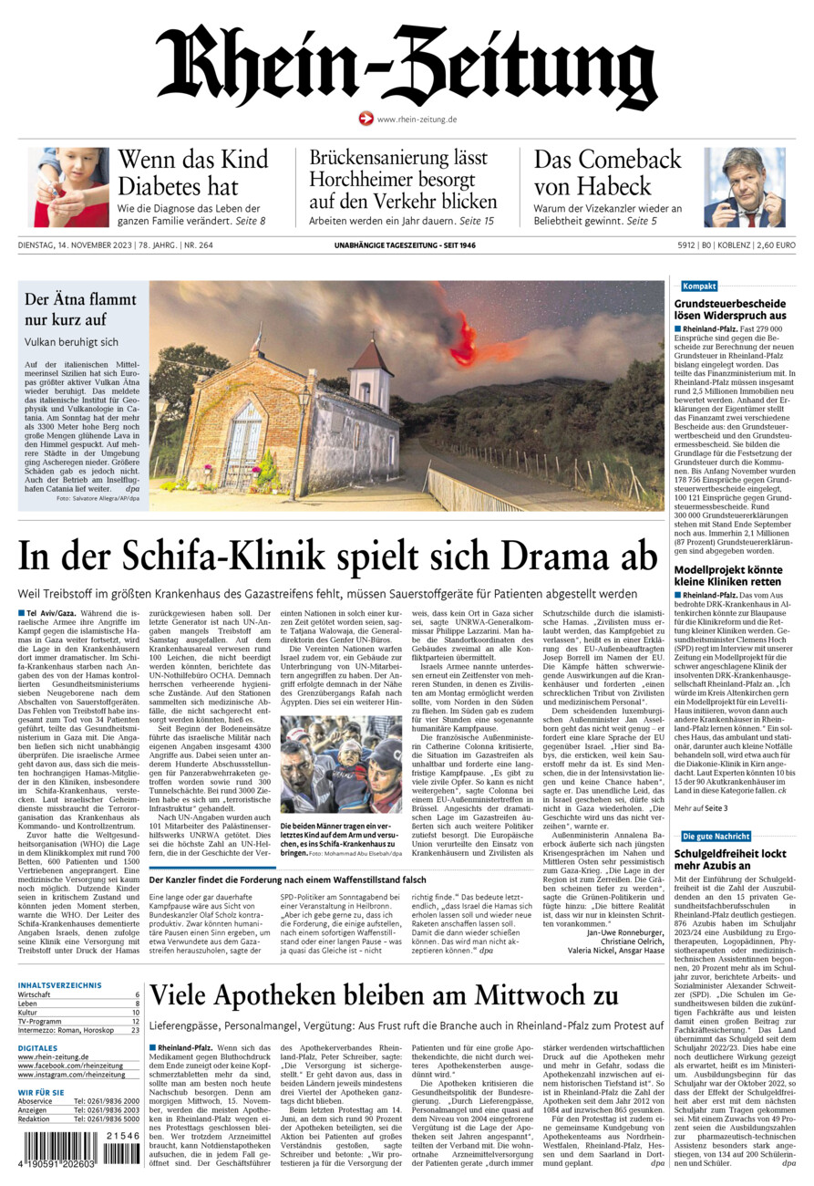 Rhein-Zeitung Koblenz & Region vom Dienstag, 14.11.2023