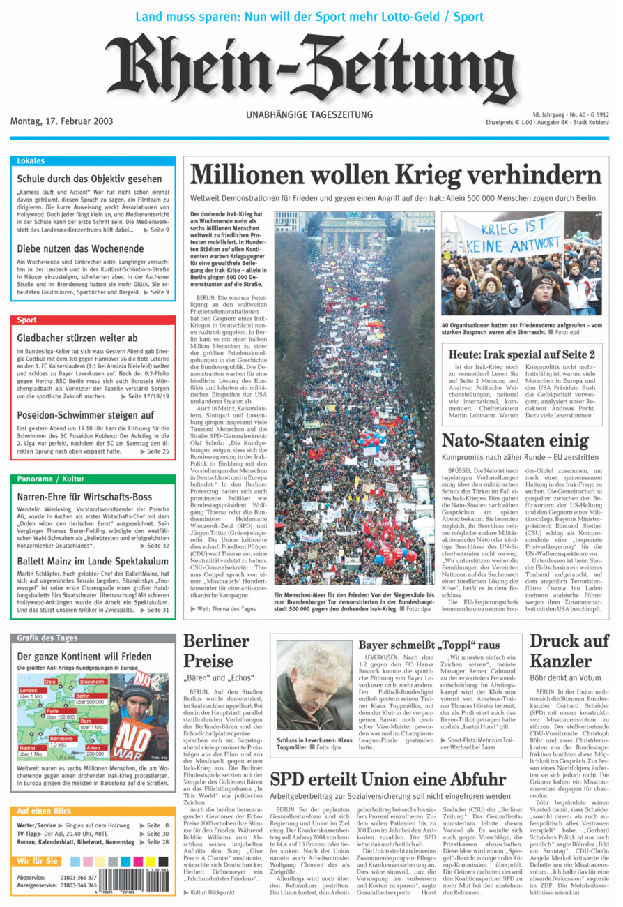 Rhein-Zeitung Koblenz & Region vom Montag, 17.02.2003