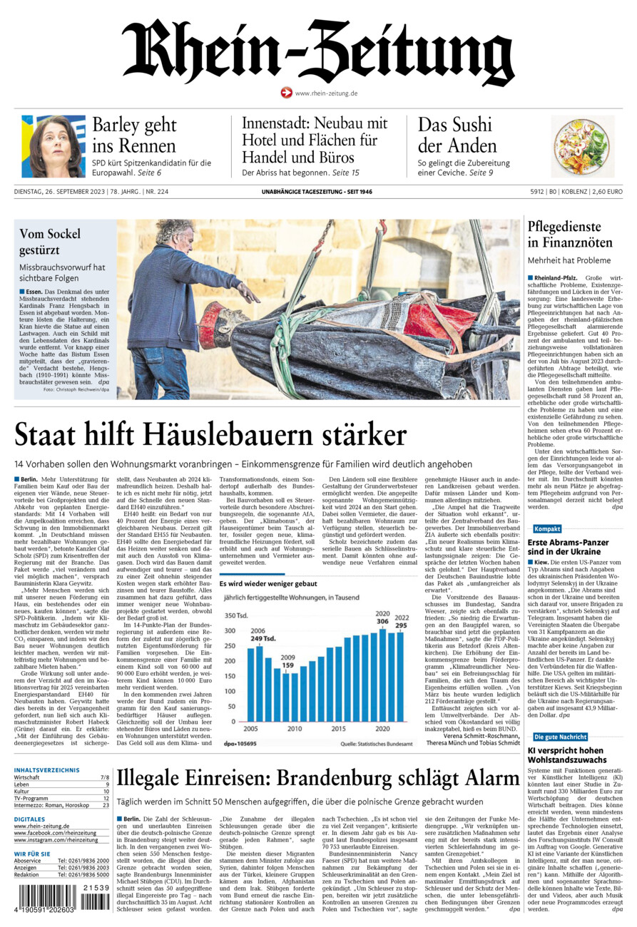 Rhein-Zeitung Koblenz & Region vom Dienstag, 26.09.2023