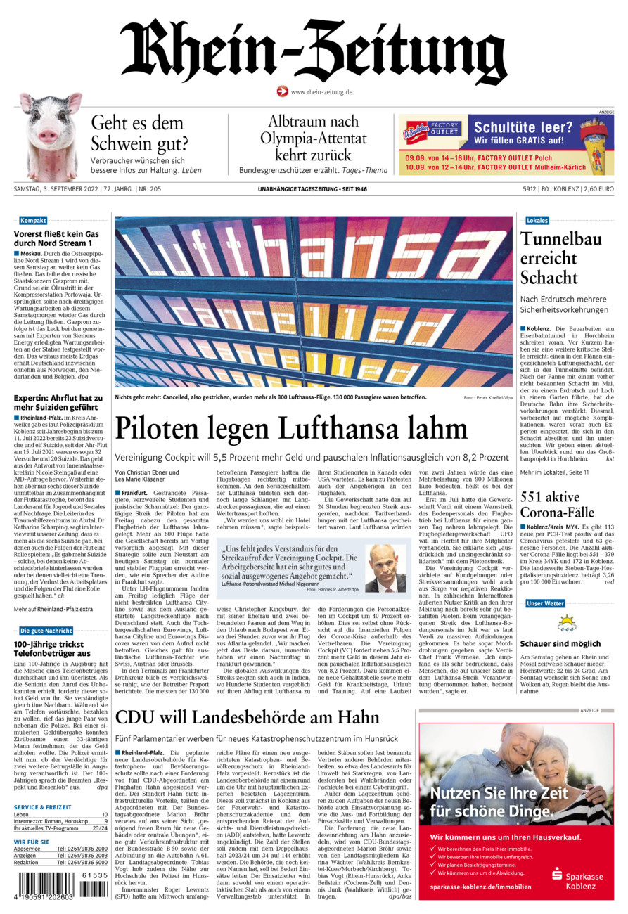 Rhein-Zeitung Koblenz & Region vom Samstag, 03.09.2022