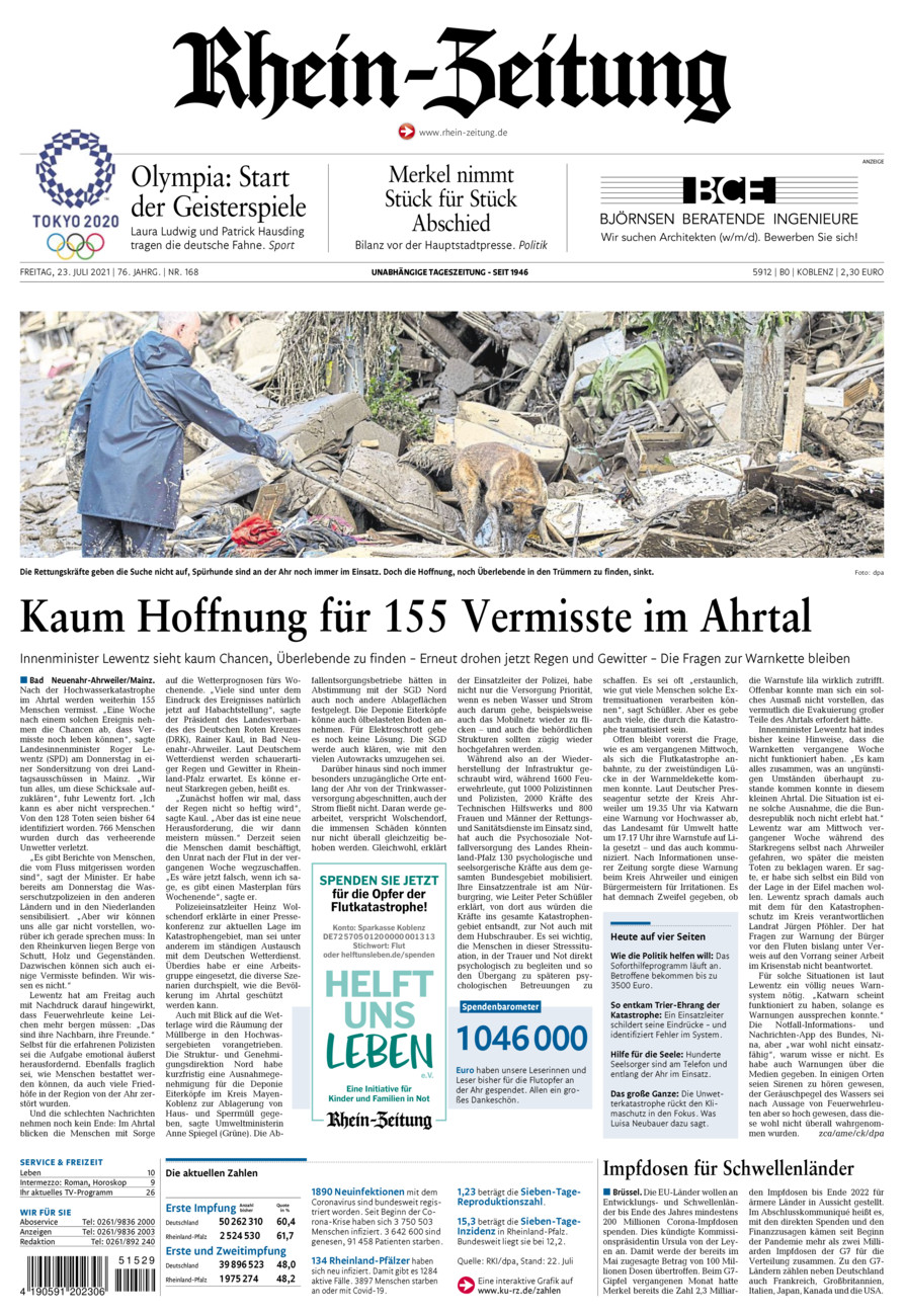 Rhein-Zeitung Koblenz & Region vom Freitag, 23.07.2021