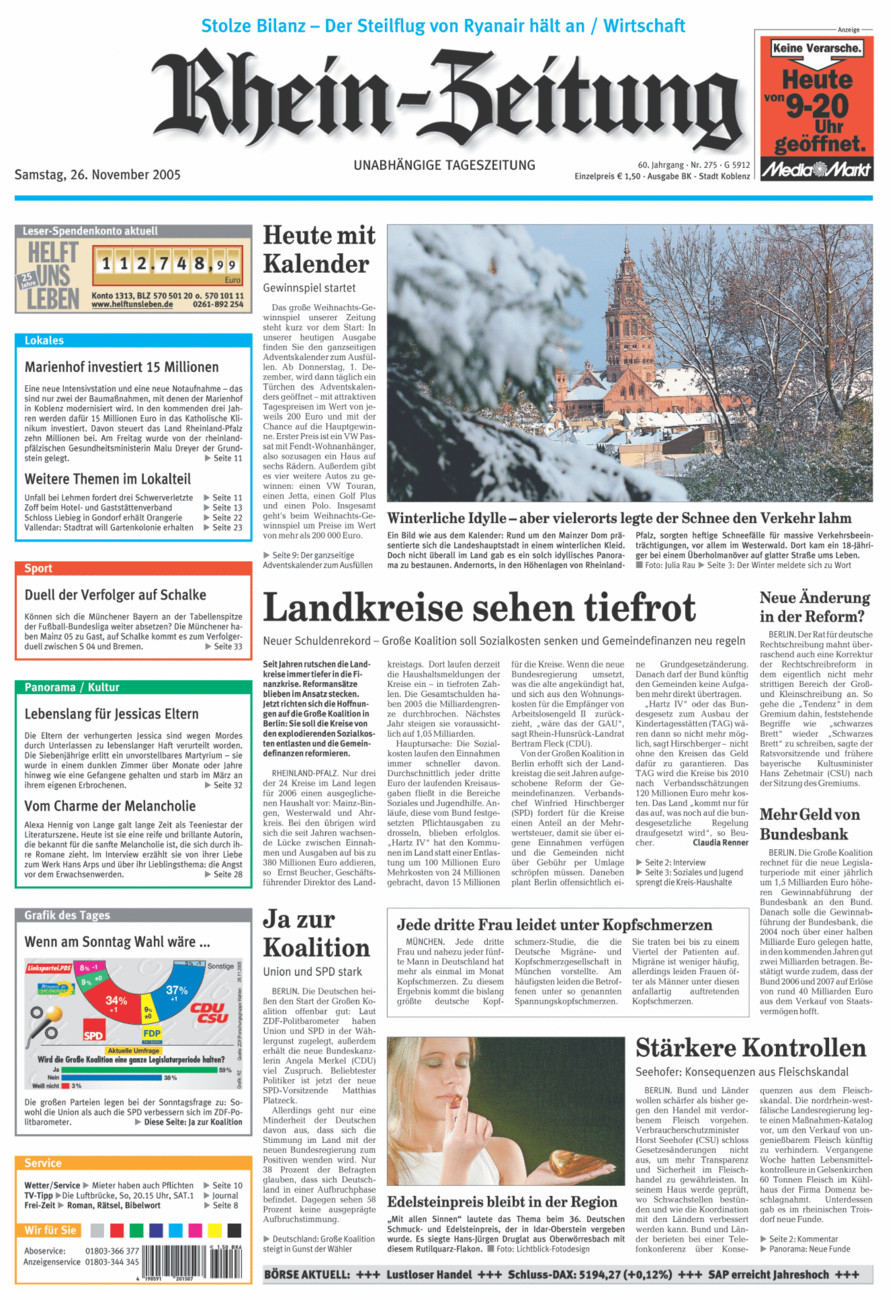 Rhein-Zeitung Koblenz & Region vom Samstag, 26.11.2005