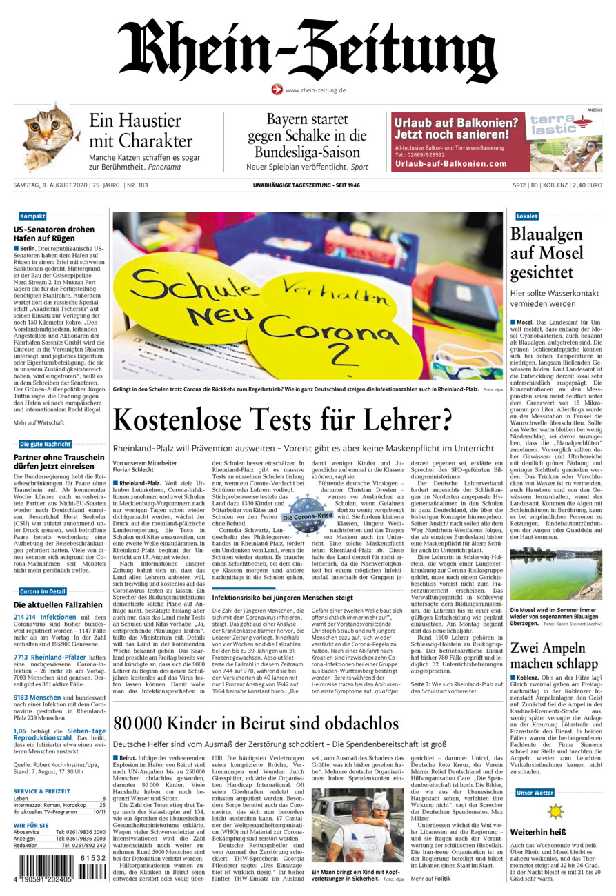Rhein-Zeitung Koblenz & Region vom Samstag, 08.08.2020