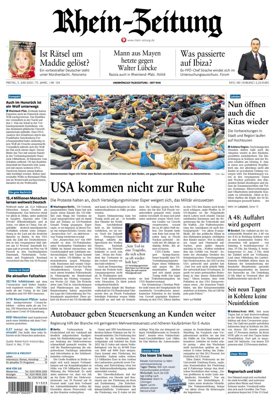 Rhein-Zeitung Koblenz & Region vom Freitag, 05.06.2020