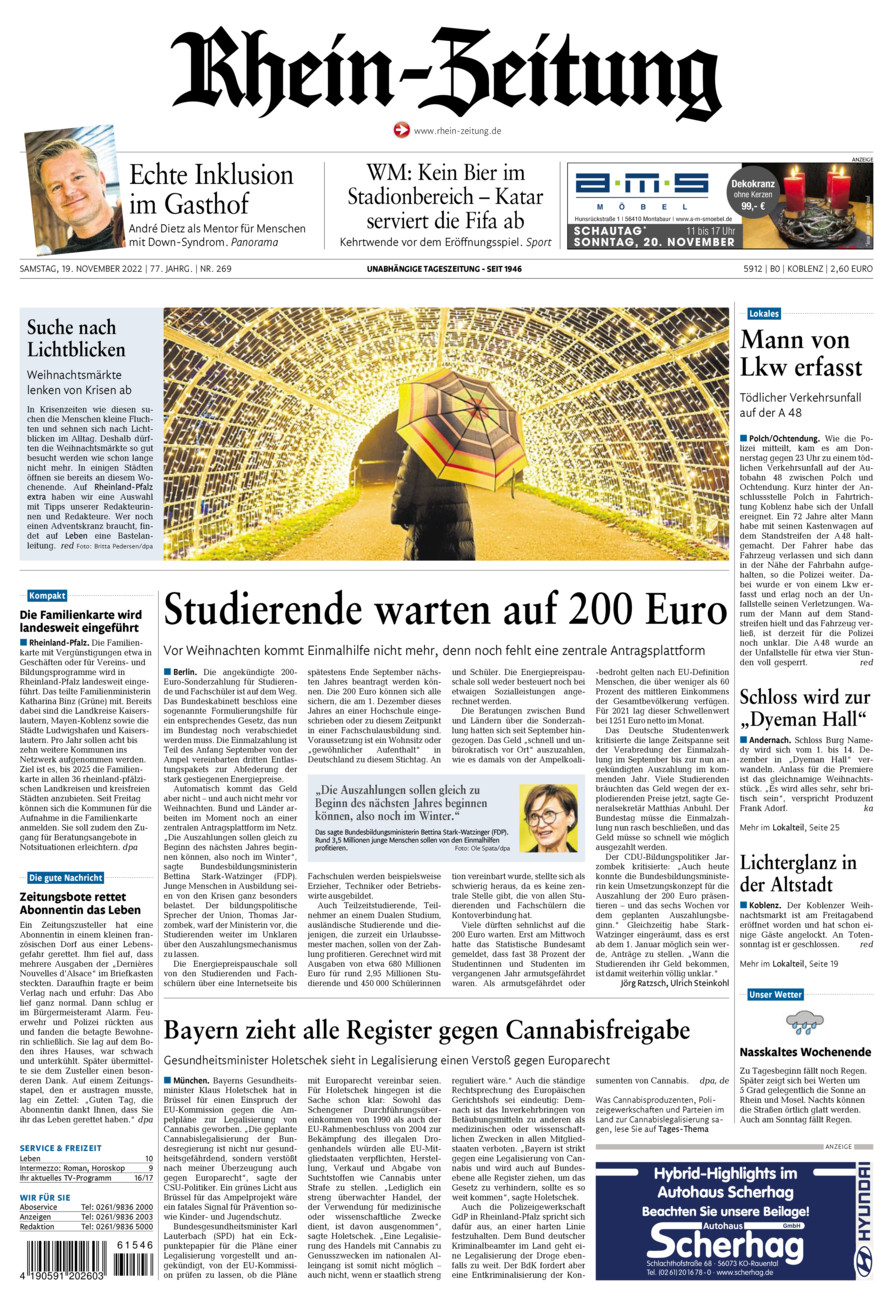 Rhein-Zeitung Koblenz & Region vom Samstag, 19.11.2022