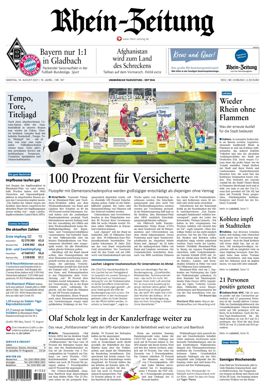 Rhein-Zeitung Koblenz & Region vom Samstag, 14.08.2021