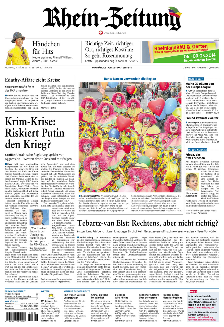 Rhein-Zeitung Koblenz & Region vom Montag, 03.03.2014