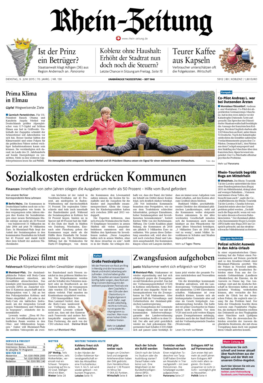 Rhein-Zeitung Koblenz & Region vom Dienstag, 09.06.2015