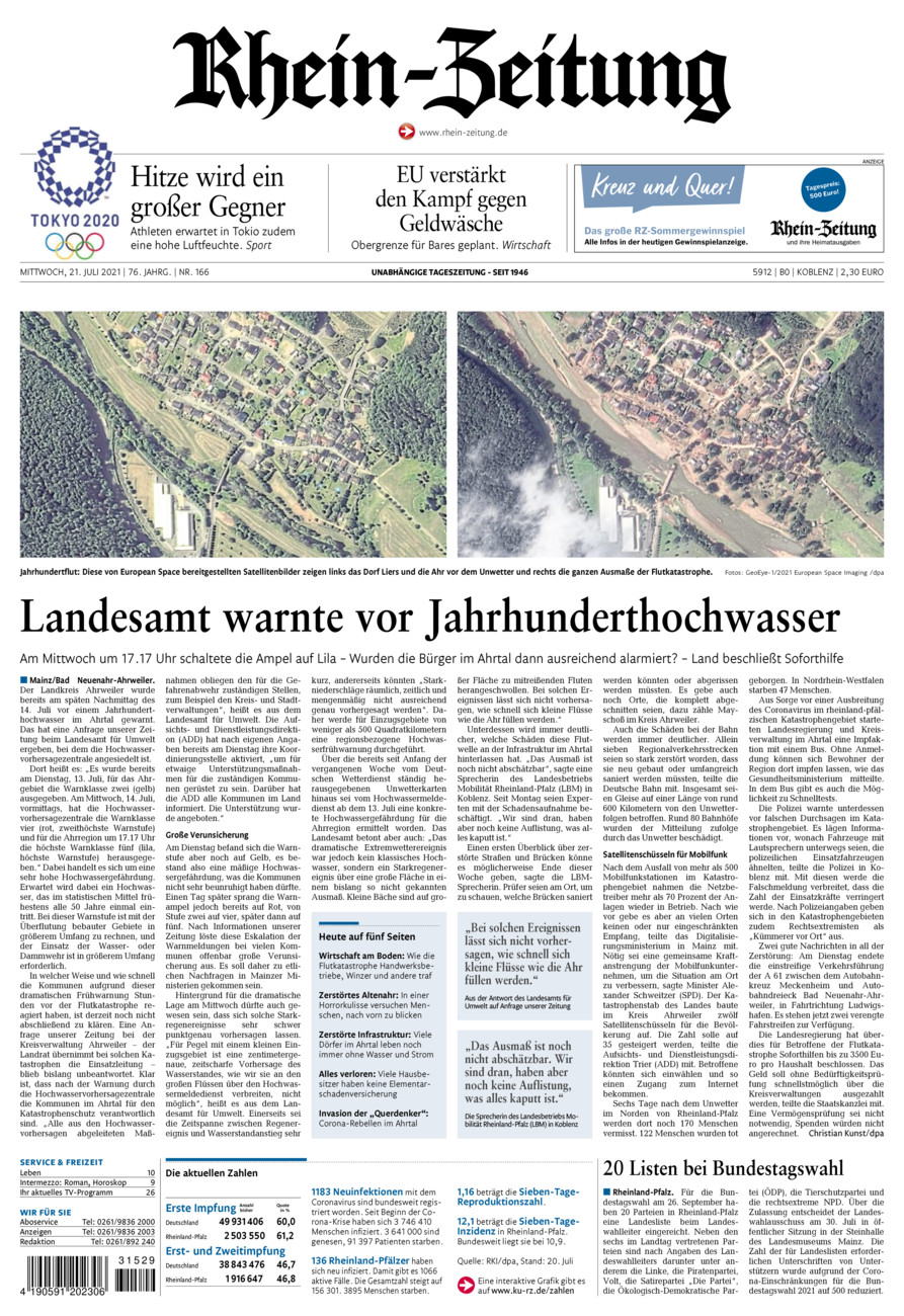 Rhein-Zeitung Koblenz & Region vom Mittwoch, 21.07.2021