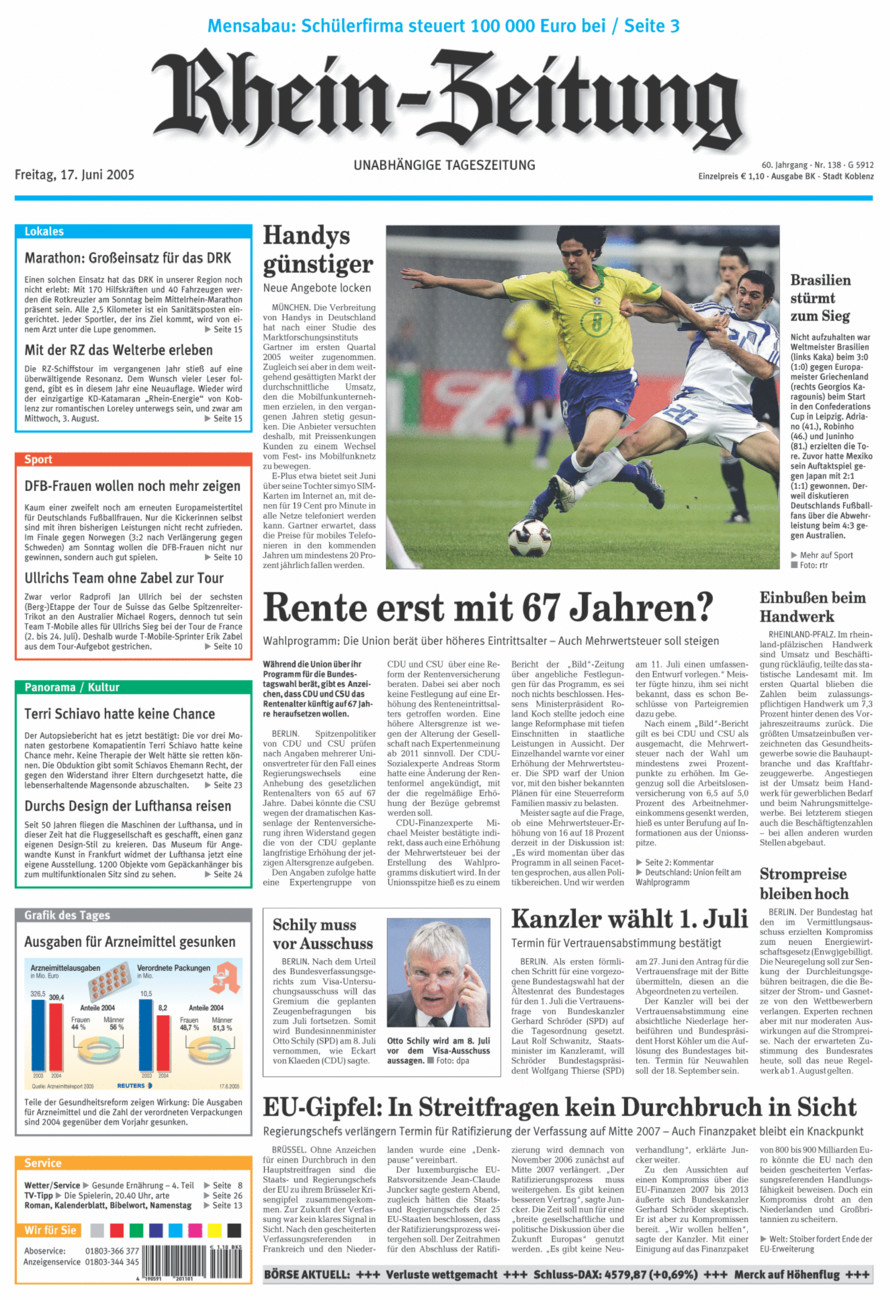Rhein-Zeitung Koblenz & Region vom Freitag, 17.06.2005