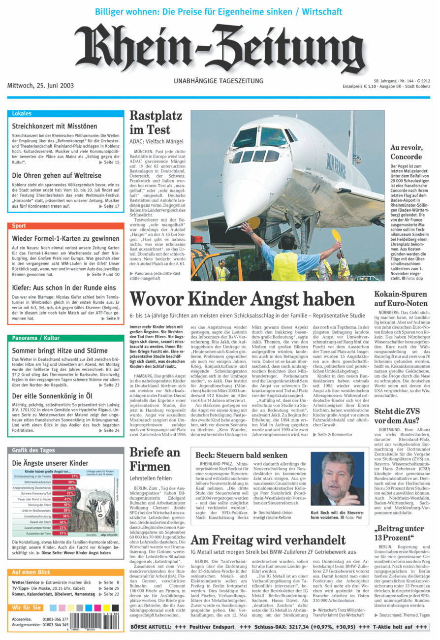 Rhein-Zeitung Koblenz & Region vom Mittwoch, 25.06.2003